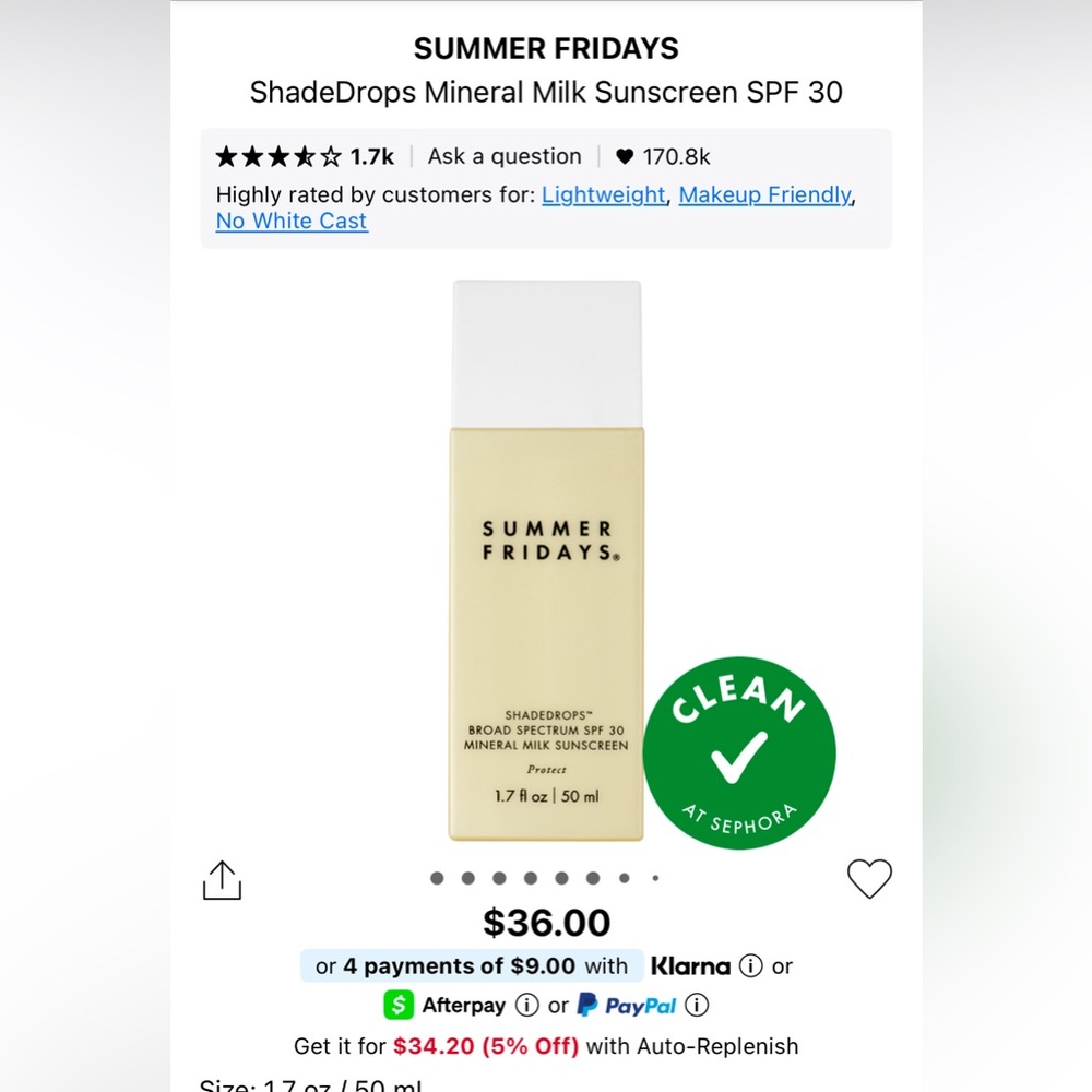 Summer Fridays Mineral Milk Sunscreen SPF 30 - Cream Hue